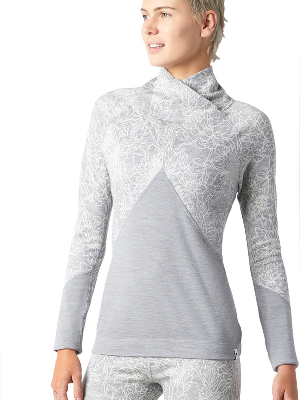 Smartwool Merino 250 Base Layer Gray Floral Small Hiking Outdoor Gorpcore Flawed